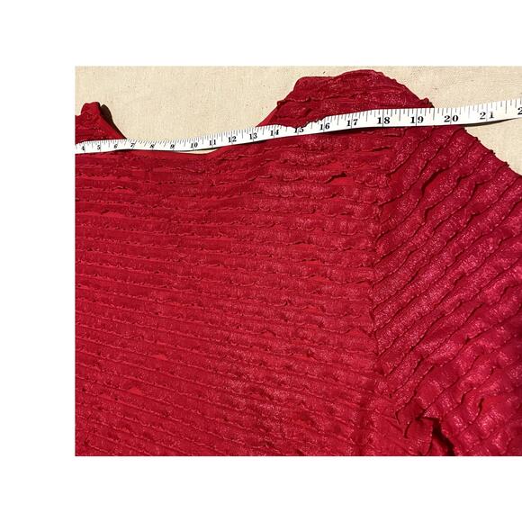 Catherines Top Womens Plus Size 2X 22/24W 3/4 Sleeve Pink Ruffle Lacy Blouse - Picture 12 of 12